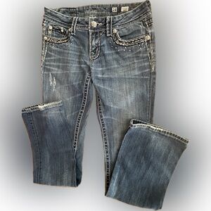 Miss Me Jeans Women size 28 Boot Cut Medium Wash Back-flap Pockets